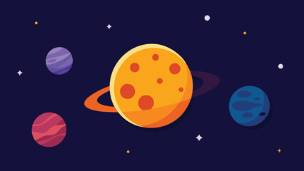 Orange Ringed Planet and Colorful Spheres in a Starry Space Scene Keywords: space, planets, stars, galaxy, cosmos, universe, celestial, astronomy, solar system, outer space, transparency background