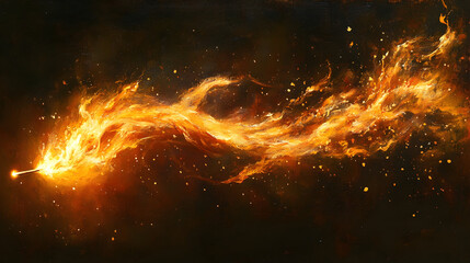 Burning flame orange fire with dark background