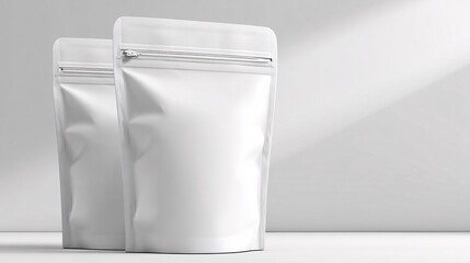 Matte White Stand-Up Zipper Pouch with Minimal Lighting