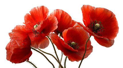 poppy flowers isolated on white background
