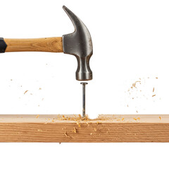 PNG Hammer Hitting Nail Transparent Isolated on White Background Action