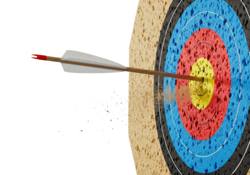 PNG Arrow Hitting Target Bullseye Transparent Isolated on White Background