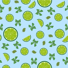 Lime seamless pattern with blue background