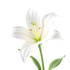 3D Render of a Realistic White Lily Glossy Surface PNG