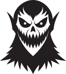 Spooky Halloween Mask Silhouette – Scary Face Cutout Design Vector
