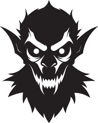 Obraz premium Spooky Halloween Mask Silhouette – Scary Face Cutout Design Vector 