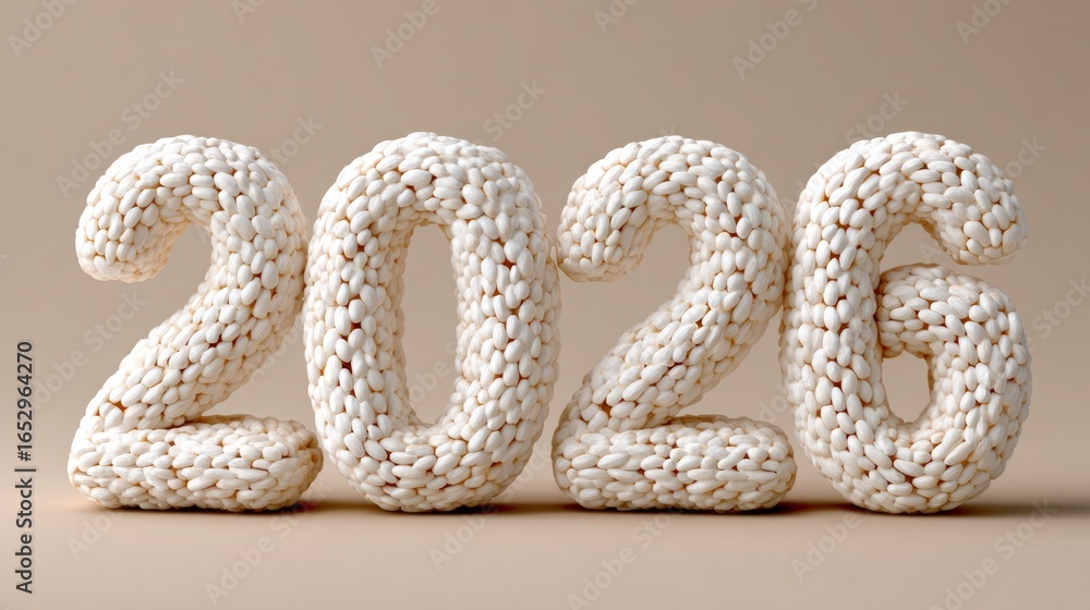 Aufkleber a large group of white beans arranged in the shape of the numbers 20 and 26. the beans are piled on 