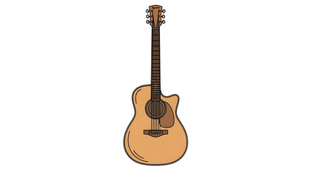 Naklejka premium Illustration of an acoustic guitar with brown color in a detailed and minimalist style great for