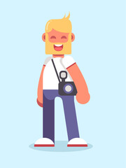 Happy Cartoon Photographer Character Illustration