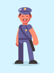 Smiling Cartoon Police Officer Character