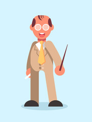 Cartoon Teacher Character Holding Pointer
