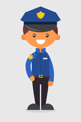 Cute Cartoon Police Officer Character Illustration