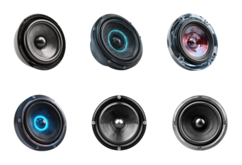 Exploring high-quality speaker systems home audio product, isolated on transparent background, png set
