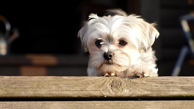 Small dog standing in sunlight
