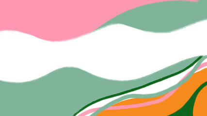 Tranquil background with color trendy color touch, pink, orange, green, design with flat design. painting, subtle color. Flat design for promo, ads and poster