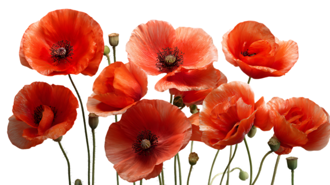 red poppies isolated on white
