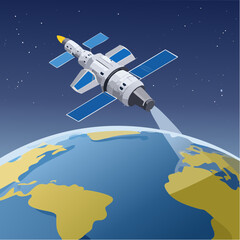 Obraz premium Satellite in Action, Space Environment, Illustrative Perspective