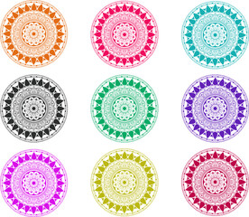 set of round labels with flowers
