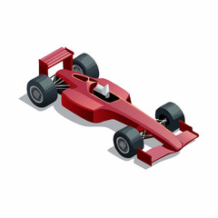 Obraz premium Formula One Race Car, Red Maroon Firefly Design, Graphic Illustration, Digital Art, Isolated View, Racing Concept