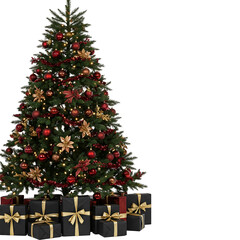 Elegant Christmas Tree with Gold and Red Decorations