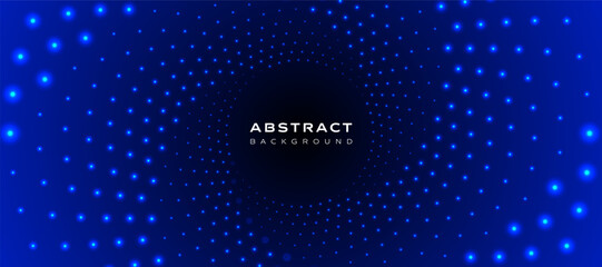 Blue glowing abstract background with circular light pattern in futuristic style. Vector design perfect for website, cover, banner, presentation, or digital project © StudioPixel2