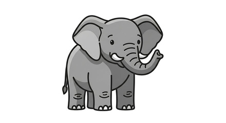 Fototapeta premium Charming illustration of a cute baby elephant with large ears and gentle eyes