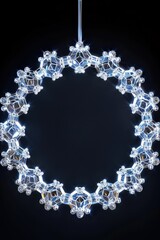 Luminous ring of complex geodesic patterns a scientific visualization inspired by Buckminsterfullerene C60 molecular structure on dark grainy background