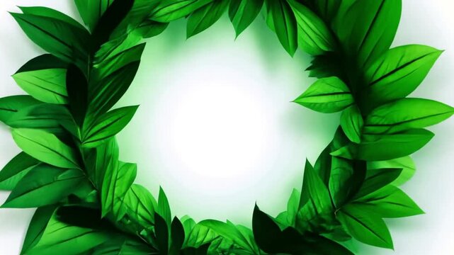 A natural green leaf frame with a decorative laurel wreath border