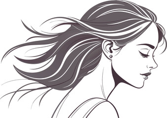 Beautiful Woman Illustration. Stylish Female Portrait. Elegant Woman Graphic. Portrait of a Modern Lady. Fashionable Woman Drawing. Graceful Female Design