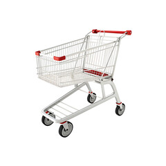 shopping cart with red accents on transparent background 