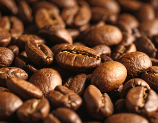 Fototapeta premium Coffee Beans Macro Texture – Background Concept