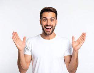 Fototapeta premium Amazed Man: A Joyful, Expressive Portrait