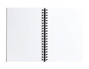 Top View of Open Spiral Bound Notebook with Blank Pages, Isolated on Transparent Background