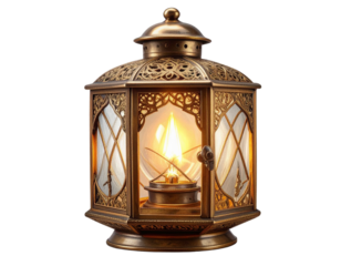 Victorian-Style Table Lantern with Carved Details, Isolated