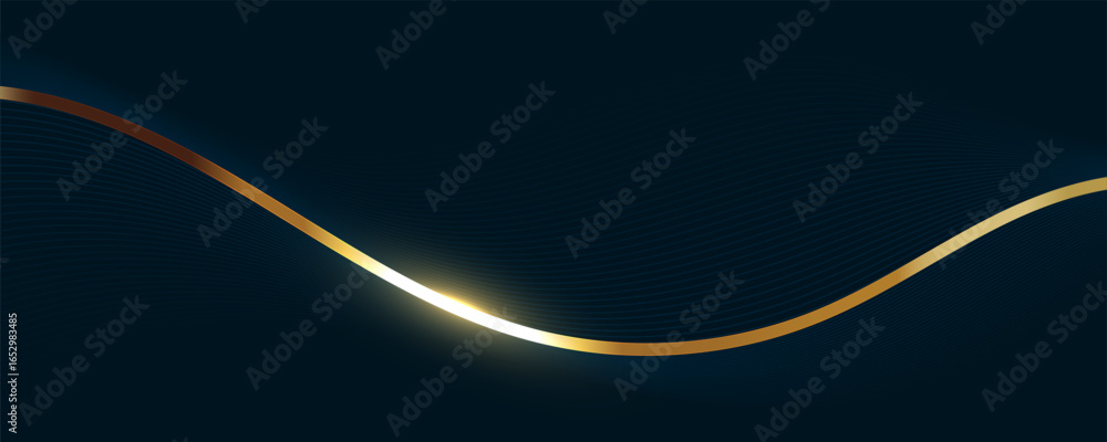 Wall mural abstract blue wave background with glowing lines and modern digital design