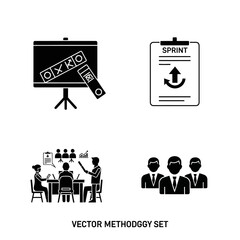 Collection of business and project management icons, illustrating teamwork and planning.