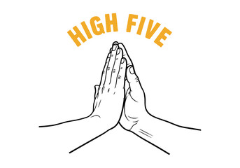 High five gesture isolated on white background