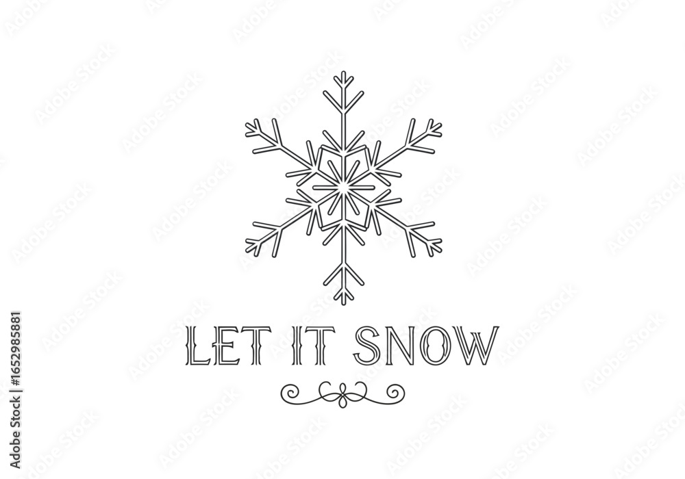Poster snowflake with text let it snow isolated on white background