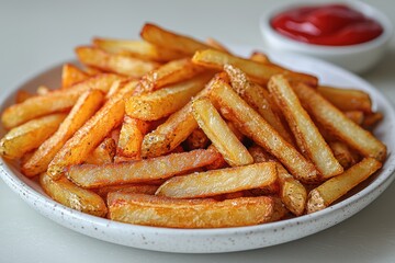 Enjoy crispy French Fries with zesty ketchup, perfect for any meal or snack all day