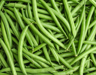 Abundant Fresh Green Beans in Overhead Closeup