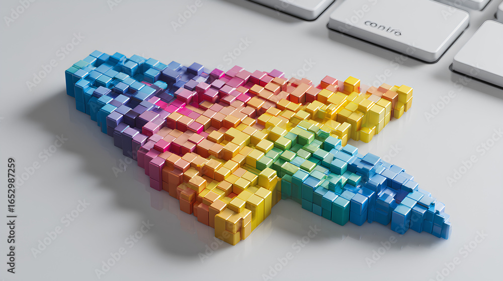 Poster 3d click pixel cursor or computer mouse pointer arrow icon stock illustration