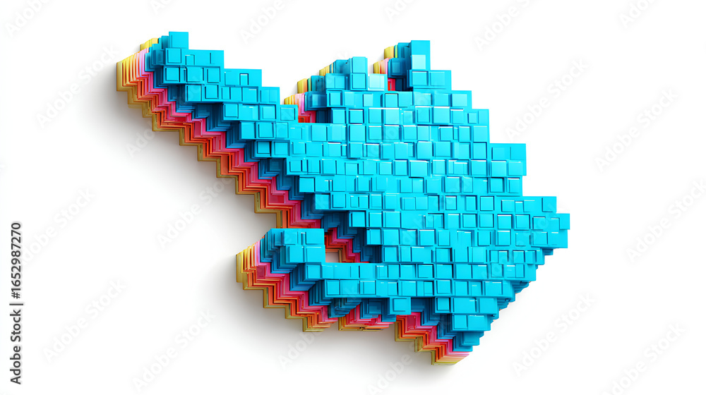Poster 3d click pixel cursor or computer mouse pointer arrow icon stock illustration