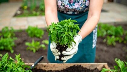 Woman holding young plant
