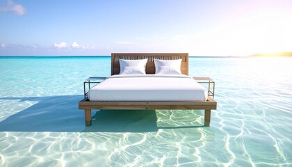 Cama sobre el mar, alegoria de descanso y calma