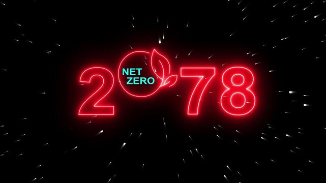 Net zero emission and carbon neutral concept with Net zero icons and 2078 year change concept. Sustainable development and red business concept Climate neutral long term strategy 2078 with net zero.