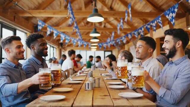 Happy friends at the Oktoberfest.