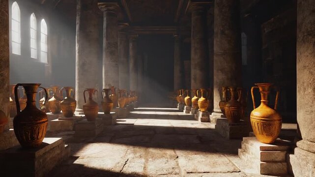 Roman wine amphorae in a temple.