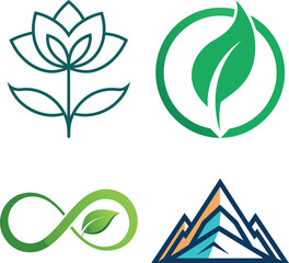 Obraz premium Green Eco-Friendly Iconic Logos