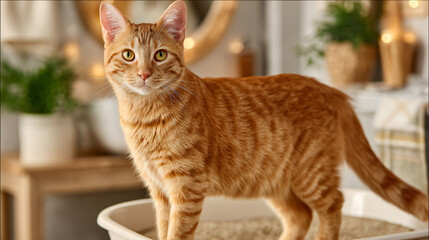 Orange Tabby Cat Indoor Sitting Playful Male Kitten Purring Happy Feline Cute Fur Whiskers Relaxed Animal Lifestyle Curious Friend Paws Grooming Domestic Love Companion Microchip Shelter Behavior