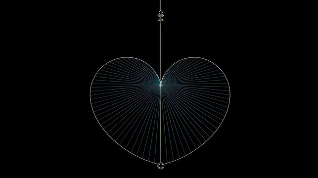 Geometric heart shape with radiating lines.